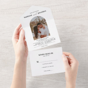 Simple Elegant Photo Arch Wedding Rsvp All In One Invitation