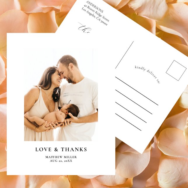 Simple Elegant Photo Baby Shower Thank You Postcard (Creator Uploaded)