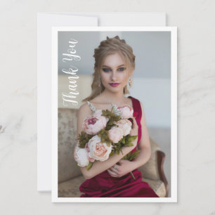 Simple Elegant Photo Bat Mitzvah Birthday Thank You Card