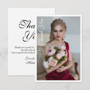 Simple Elegant Photo Bat Mitzvah Birthday Thank You Card