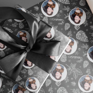 Simple Elegant Photo Black Christmas   Wrapping Paper