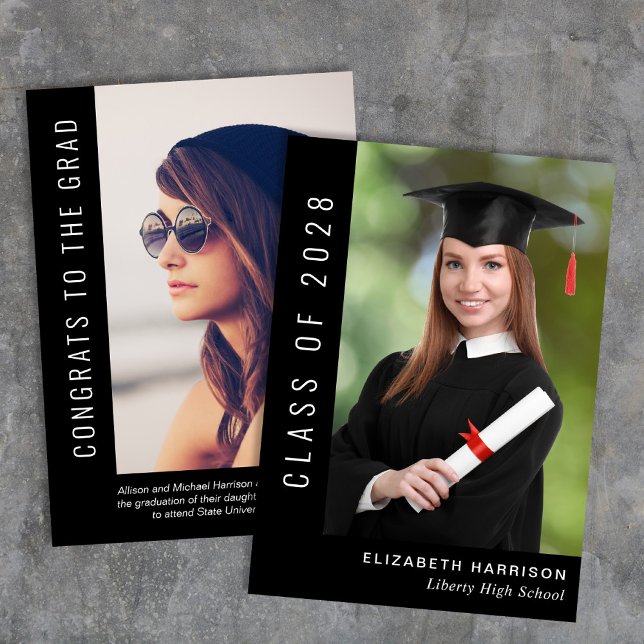 Simple Elegant Photo Black Graduation Announcement (Creator Uploaded)