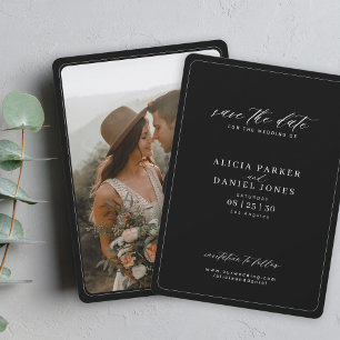 Simple elegant photo black wedding save the date