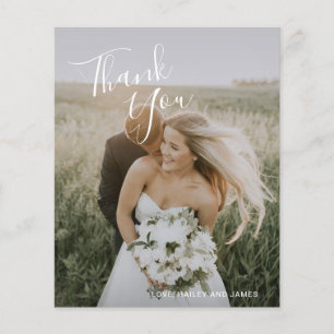 Simple Elegant Photo Budget Wedding Thank You Card