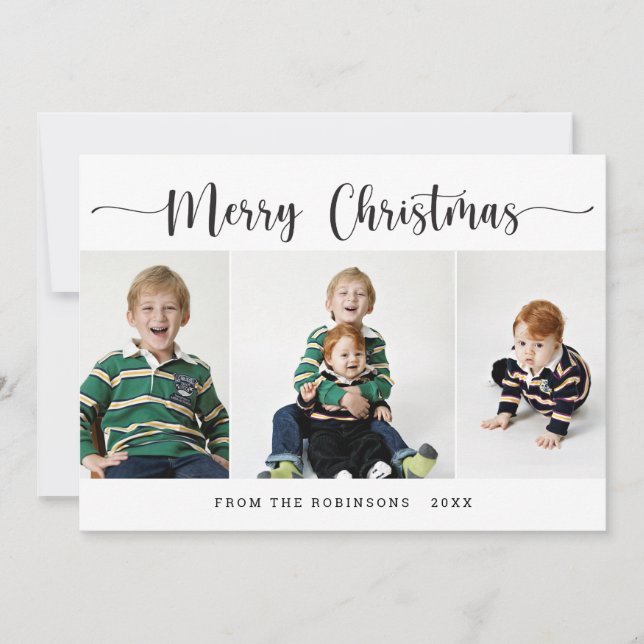 Simple Elegant Photo Collage Card for Christmas (Front)