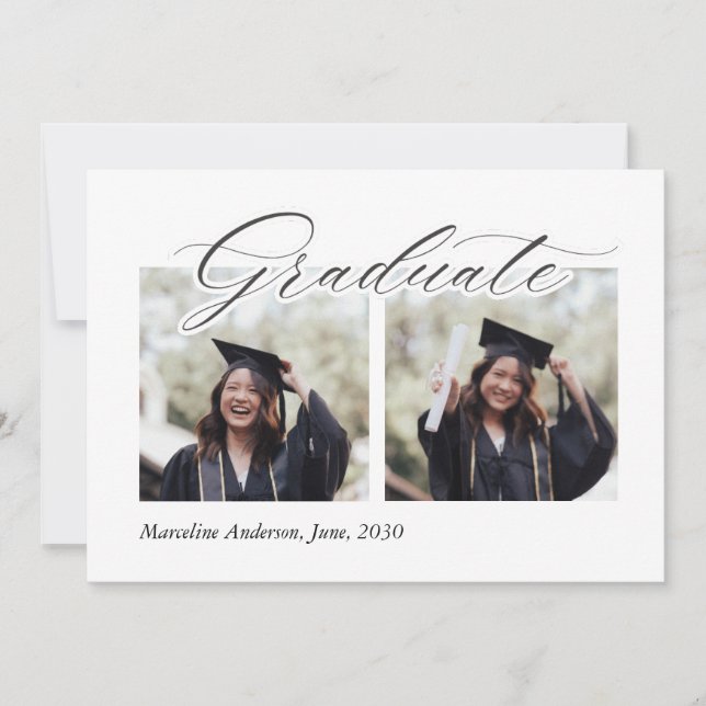 Simple Elegant Photo Collage Graduation Card (Front)