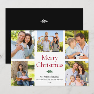 Simple Elegant Photo Collage Merry Christmas Holiday Card