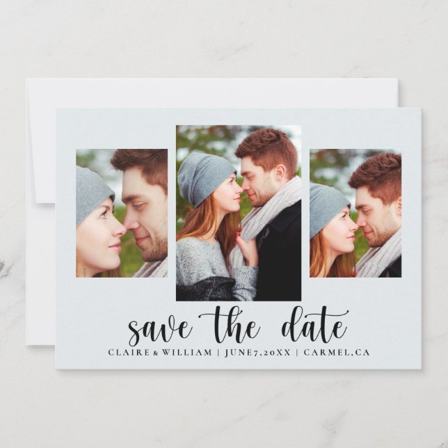 Simple Elegant Photo Collage Save the Date Card (Front)