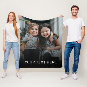 Simple Elegant Photo & Custom Text Fleece Blanket