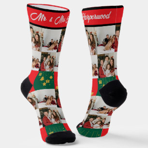 Simple Elegant Photo Family Christmas Mr & Mrs Socks
