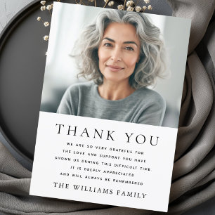 Simple elegant photo funeral sympathy thank you card