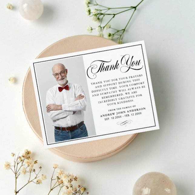 Simple Elegant Photo Funeral  Thank You Card (Creator Uploaded)