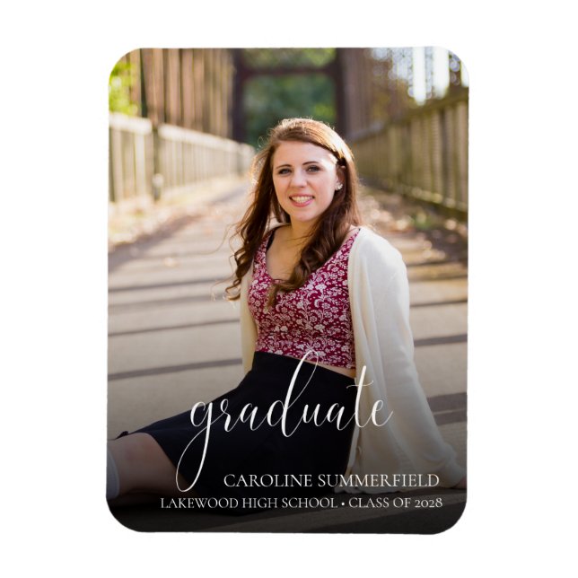 Simple Elegant Photo Graduation Announcement Magnet (Vertical)