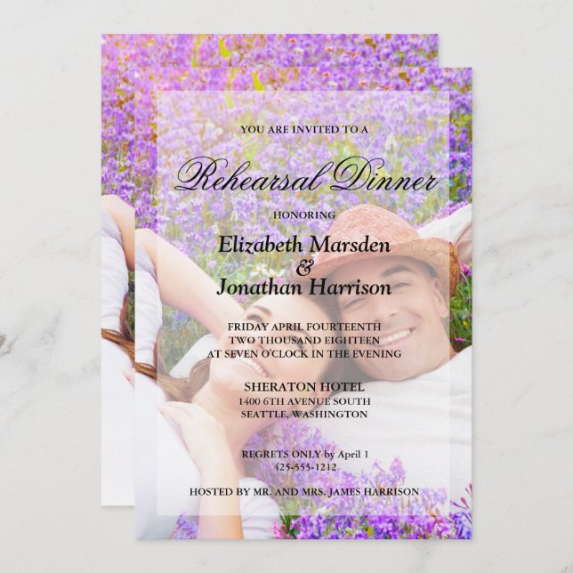 Simple Elegant  Photo Minimalist Rehearsal Dinner Invitation (Front/Back)