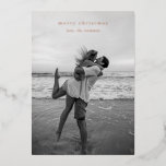 Simple Elegant Photo Modern Christmas Foil Holiday Card<br><div class="desc">Modern Christmas card featuring a simple yet elegant design with "merry christmas" over your favourite photo.</div>