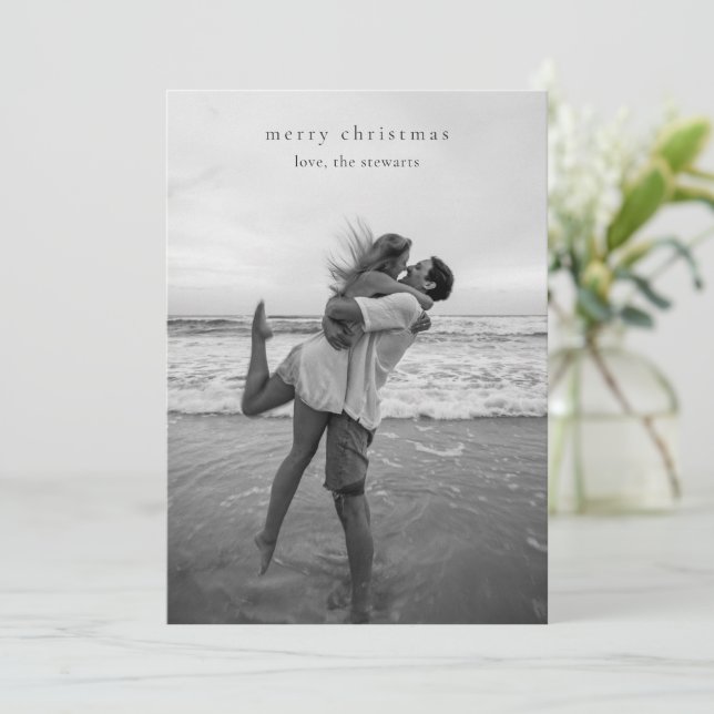 Simple Elegant Photo Modern Christmas Holiday Card (Standing Front)
