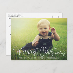 Simple Elegant Photo Modern Christmas Holiday Postcard