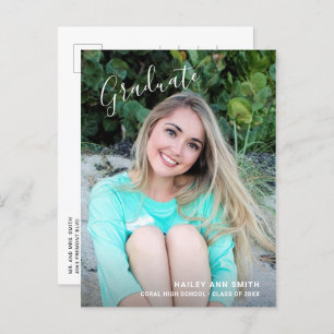 Simple Elegant Photo Modern Graduation Announcement Postcard