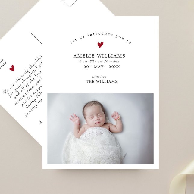 Simple Elegant Photo New Baby Announcement Postcard (Creator Uploaded)