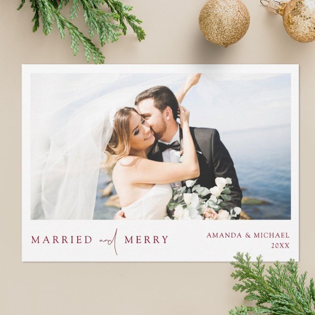 Simple Elegant Photo Newlyweds Christmas  Holiday Card (Creator Uploaded)