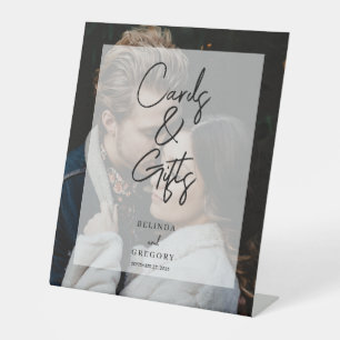 Simple Elegant Photo Overlay Wedding Cards & Gifts Pedestal Sign