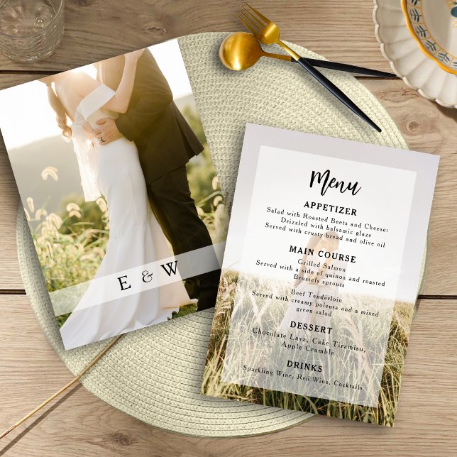 Simple Elegant Photo Overlay Wedding Menu (Simple Elegant Photo Overlay Wedding Menu)