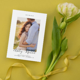 Simple Elegant Photo QR Code Wedding Save The Date