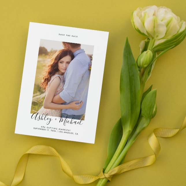 Simple Elegant Photo QR Code Wedding Save The Date (Save Our Date! 💍 #ForeverLove)