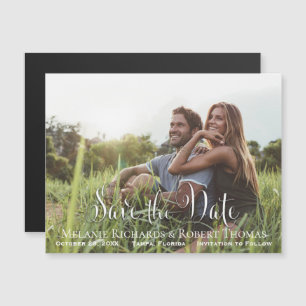 Simple Elegant Photo Script Save the Date Magnet