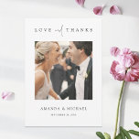 Simple Elegant Photo Thank You Wedding Card<br><div class="desc">This simply chic custom photo wedding thank you card template features an elegant, minimalist, modern design. The default shape is standard sharp corners, but rounded corners also work wonderfully with this design, so try both looks and see which one grabs you! The front features your favourite photo, first names and...</div>