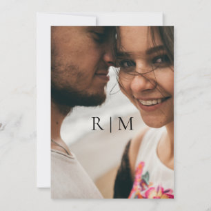 Simple Elegant Photo Traditional Monogram Wedding Invitation