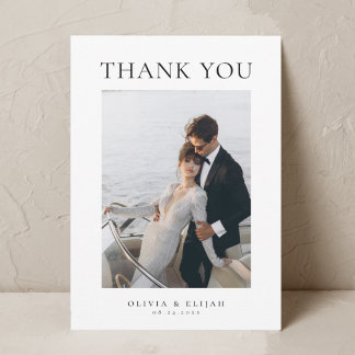 Simple Elegant Photo W Note Wedding Thank You Card