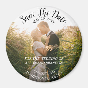 Simple Elegant Photo Wedding Modern Whimsy Magnet