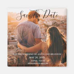 Simple Elegant Photo Wedding Modern Whimsy Magnet
