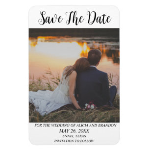 Simple Elegant Photo Wedding Modern Whimsy Magnet