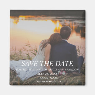 Simple Elegant Photo Wedding Modern Whimsy Magnet