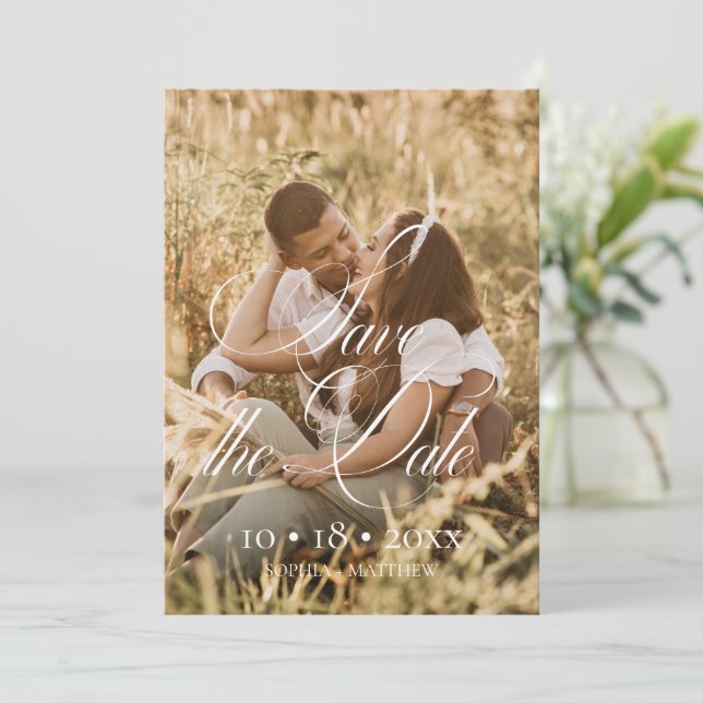 Simple Elegant Photo Wedding Save The Date (Standing Front)