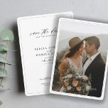 Simple elegant photo wedding save the date<br><div class="desc">Modern minimalist black and white wedding save the date template featuring a classy stylish chic trendy typography, your custom photo, rounded corners, and frame border. Easy to personalise with your details and picture! Suitable for trendy simple formal black-tie or classic romantic weddings. Background and lettering colours can be changed to...</div>