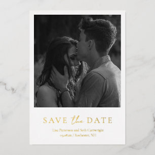 Simple Elegant Photo Wedding Save the Date Gold