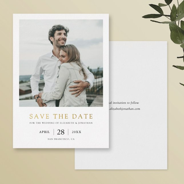 Simple Elegant Photo Wedding Save the Date Gold  (Creator Uploaded)