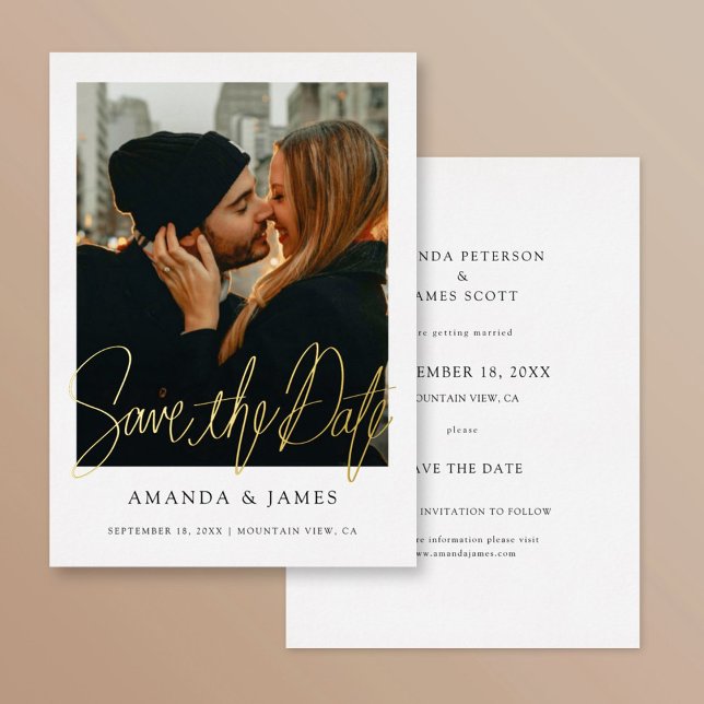 Simple Elegant Photo Wedding Save the Date Gold (Creator Uploaded)