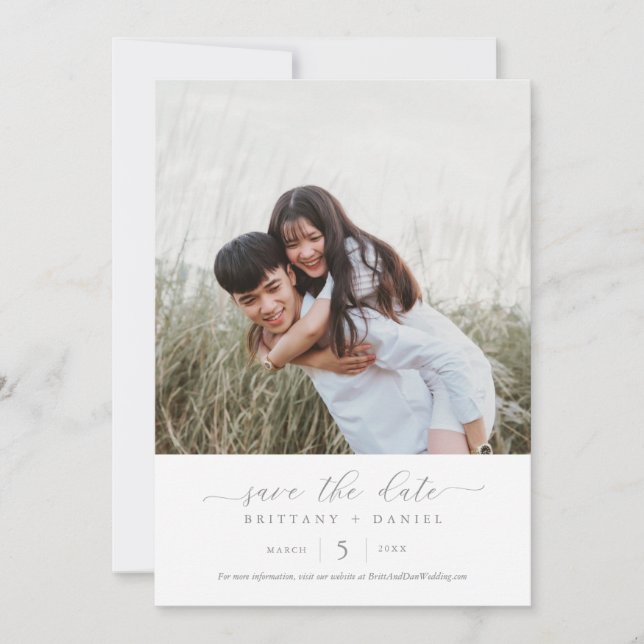 Simple Elegant Photo Wedding Save the Date Invitation (Front)