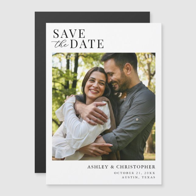 Simple Elegant Photo Wedding Save the Date Magnetic Invitation (Front/Back)
