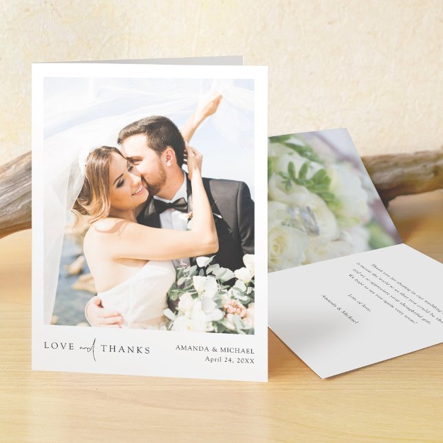 Simple Elegant Photo Wedding Thank You Note Card (Creator Uploaded)
