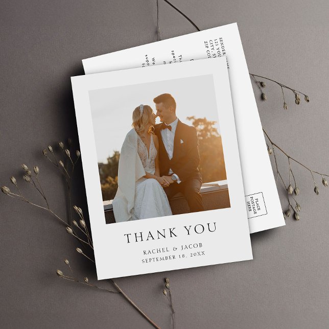 Simple Elegant Photo Wedding Thank You Postcard (Creator Uploaded)