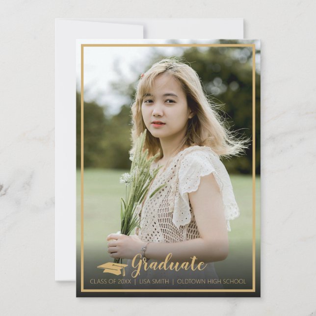 Simple Elegant Photo With Fade Graduation Invitation (Front)