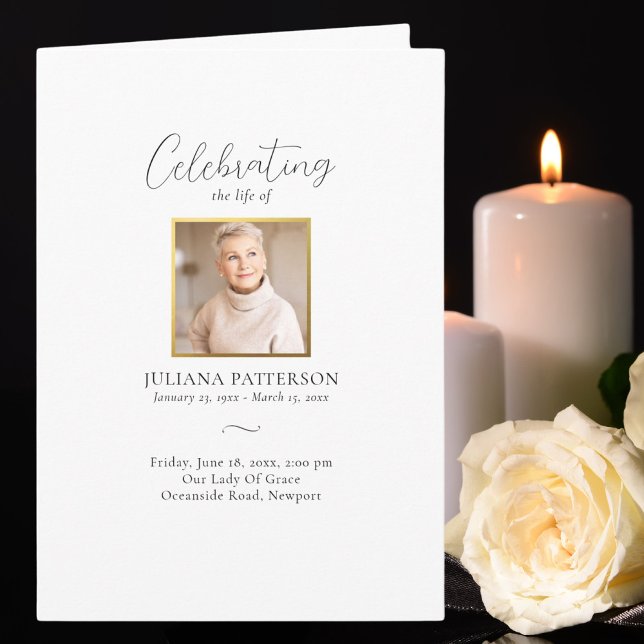 Simple Elegant Photos Celebration of Life Funeral Program (Creator Uploaded)