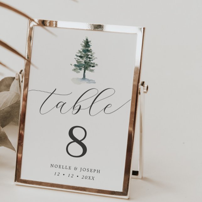 Simple Elegant Pine Tree Wedding Table Number (Creator Uploaded)