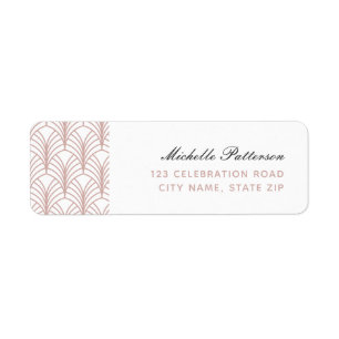 Simple Elegant Pink Art Deco Pattern Address Return Address Label