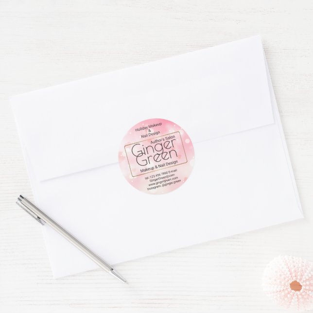 Simple Elegant Pink Bokeh  Classic Round Sticker (Envelope)